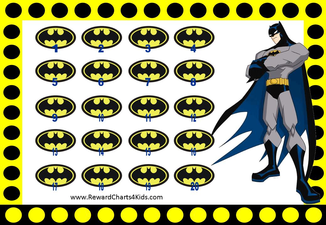 Printable Batman Potty Training Chart